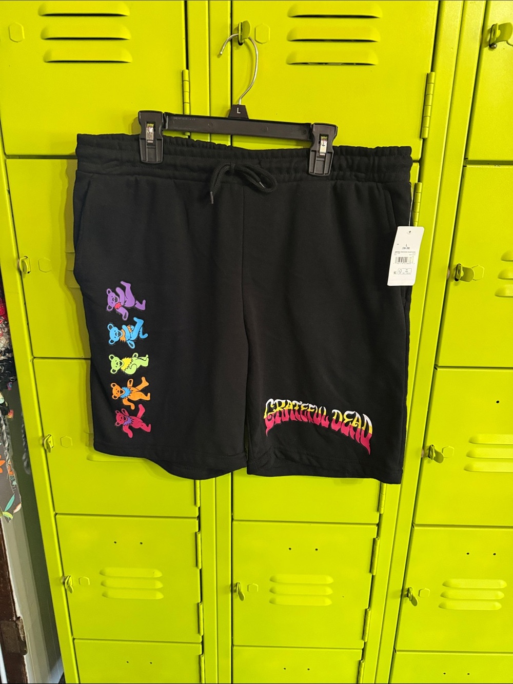 Black Grateful Dead Graphic Men's Shorts - Multicolor Dancing Bears